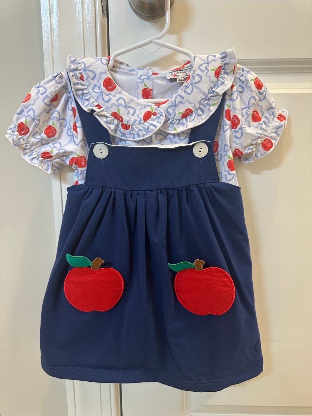 Apple Pocket Overall Dress